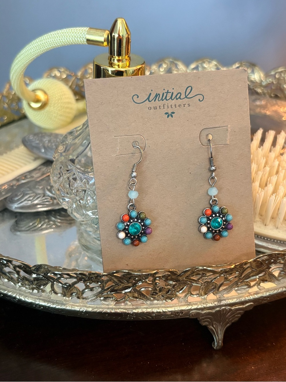 Bohemian Multi-Color Floral Dangle Earrings by Initial Outfitters